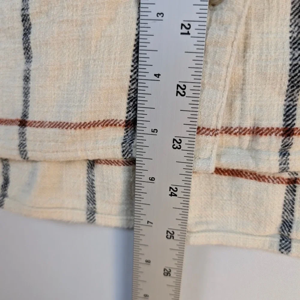 Madewell Button Down Shirt Womens XS Textured Woven Cream Plaid‎ NB571